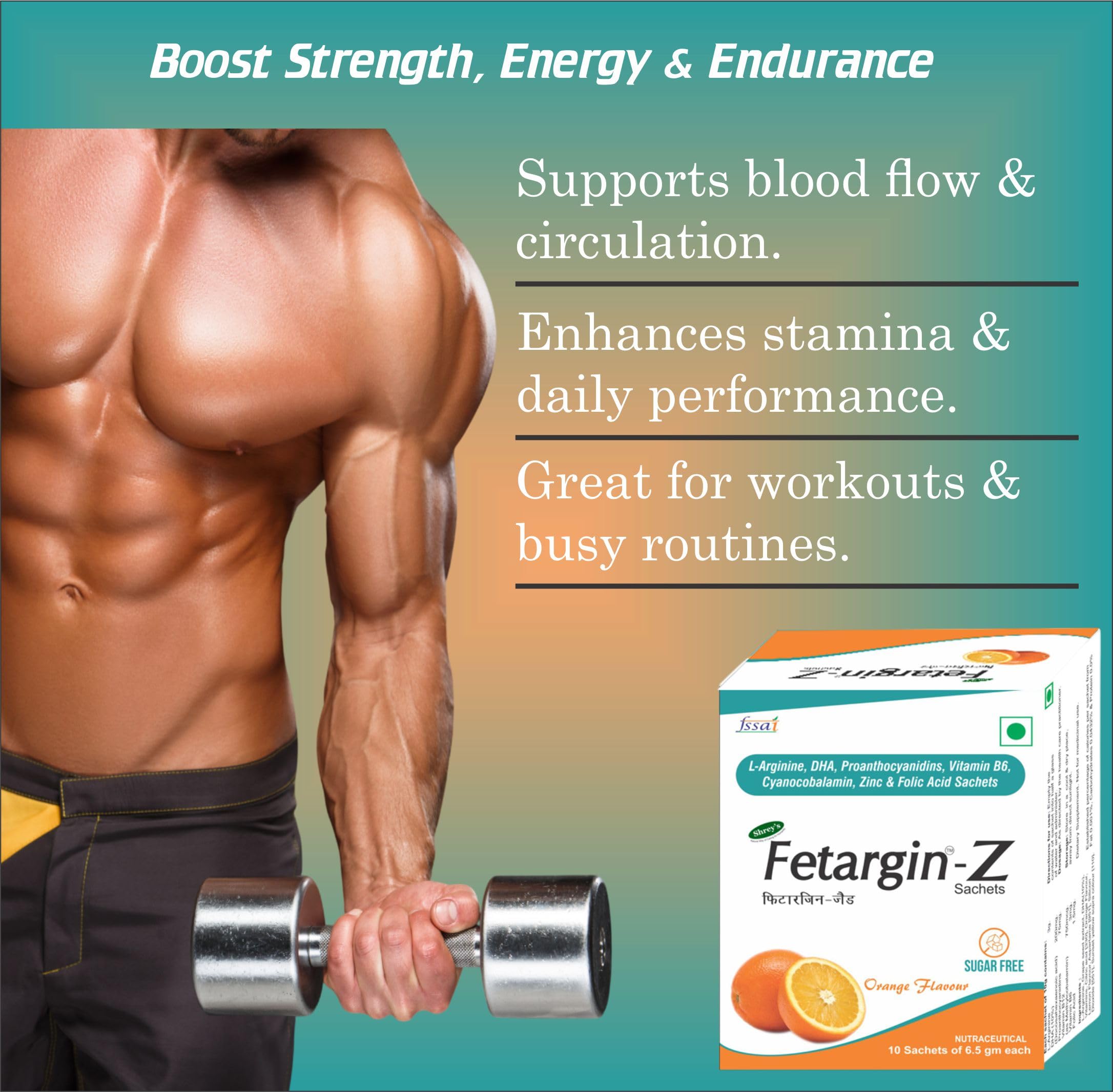 Shrey’s Fetargin-Z L-Arginine, DHA, Proanthocyanidins, Vitamin B6, Zinc, Folic Acid & Vitamin B12 Powder | Supports Energy, Pregnancy Wellness, Immunity & Heart Health | Orange Flavour | Sugar Free | 20 Sachets — Amazon image 6