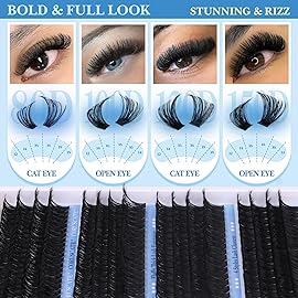 CORUSCATE Lash Clusters Long 14-20mm Eyelash Clusters 80D+100D+120D+150D Volume Cluster Eyelash Extensions Thick 284pcs Individual Lashes Strip Mink Eyelashes DIY Wispy Lash Extension