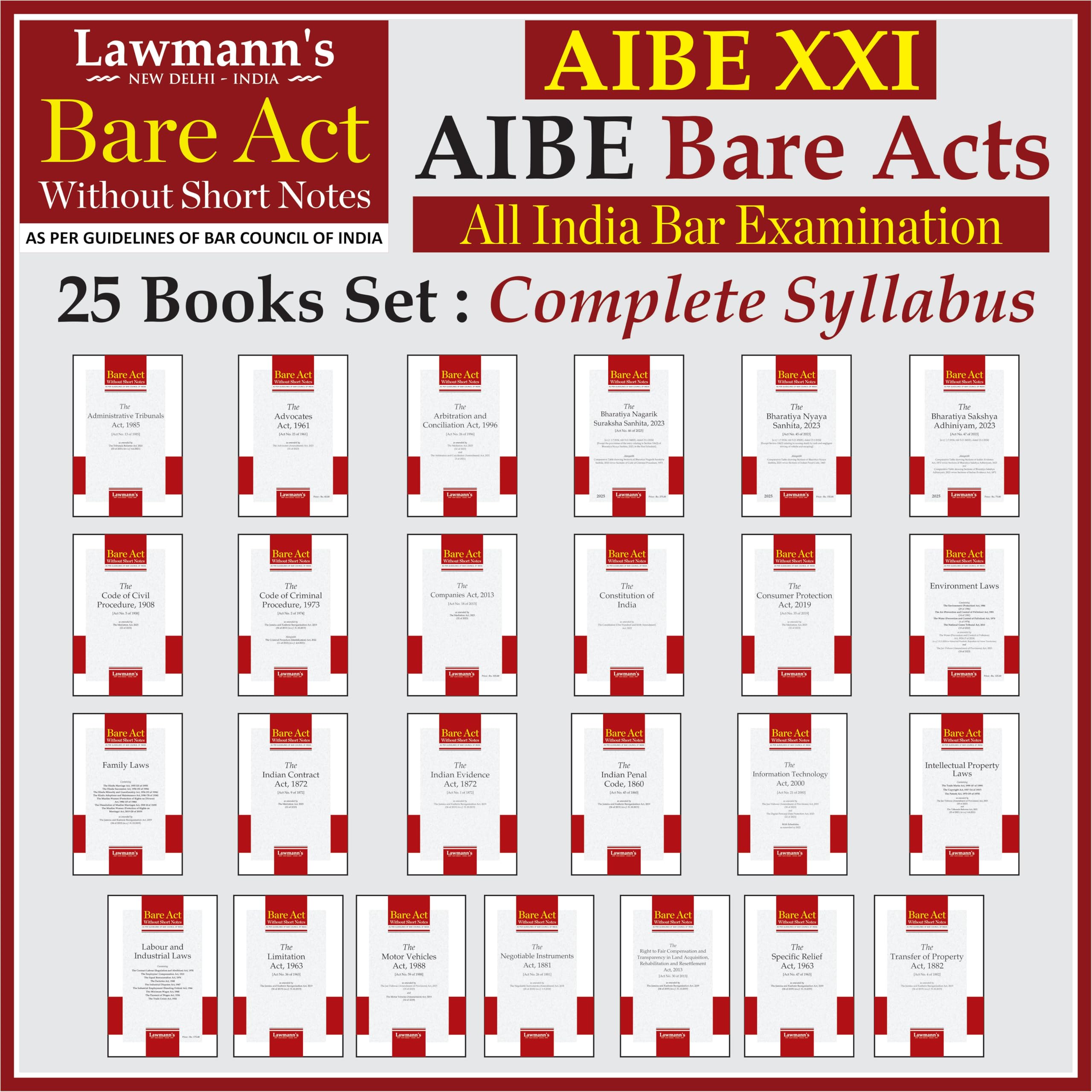 AIBE Bare Acts 25 Books Set Combo - Image 1