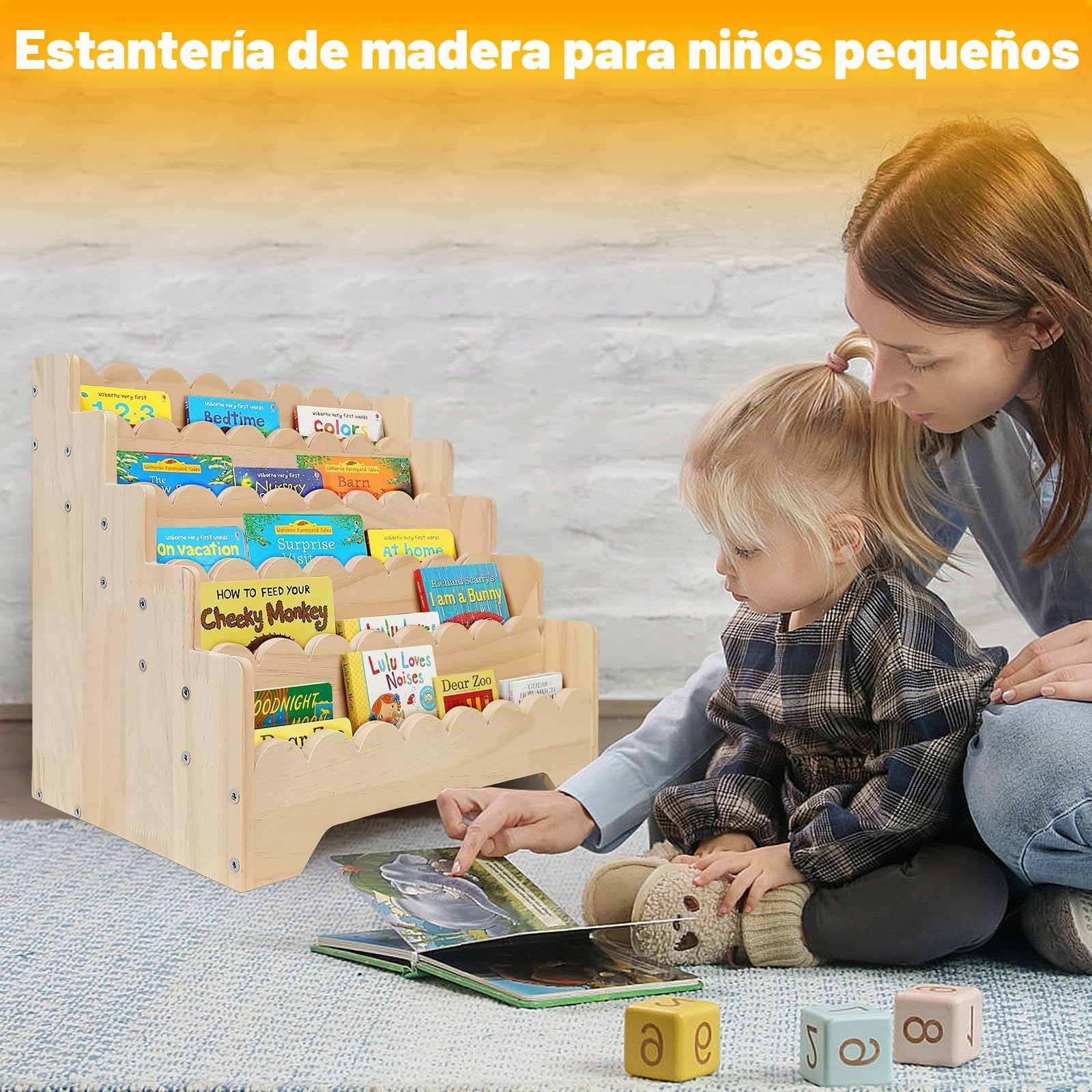 estantería de madera para niño, estantería de pie para habitación y oficina, almacenamiento para niños