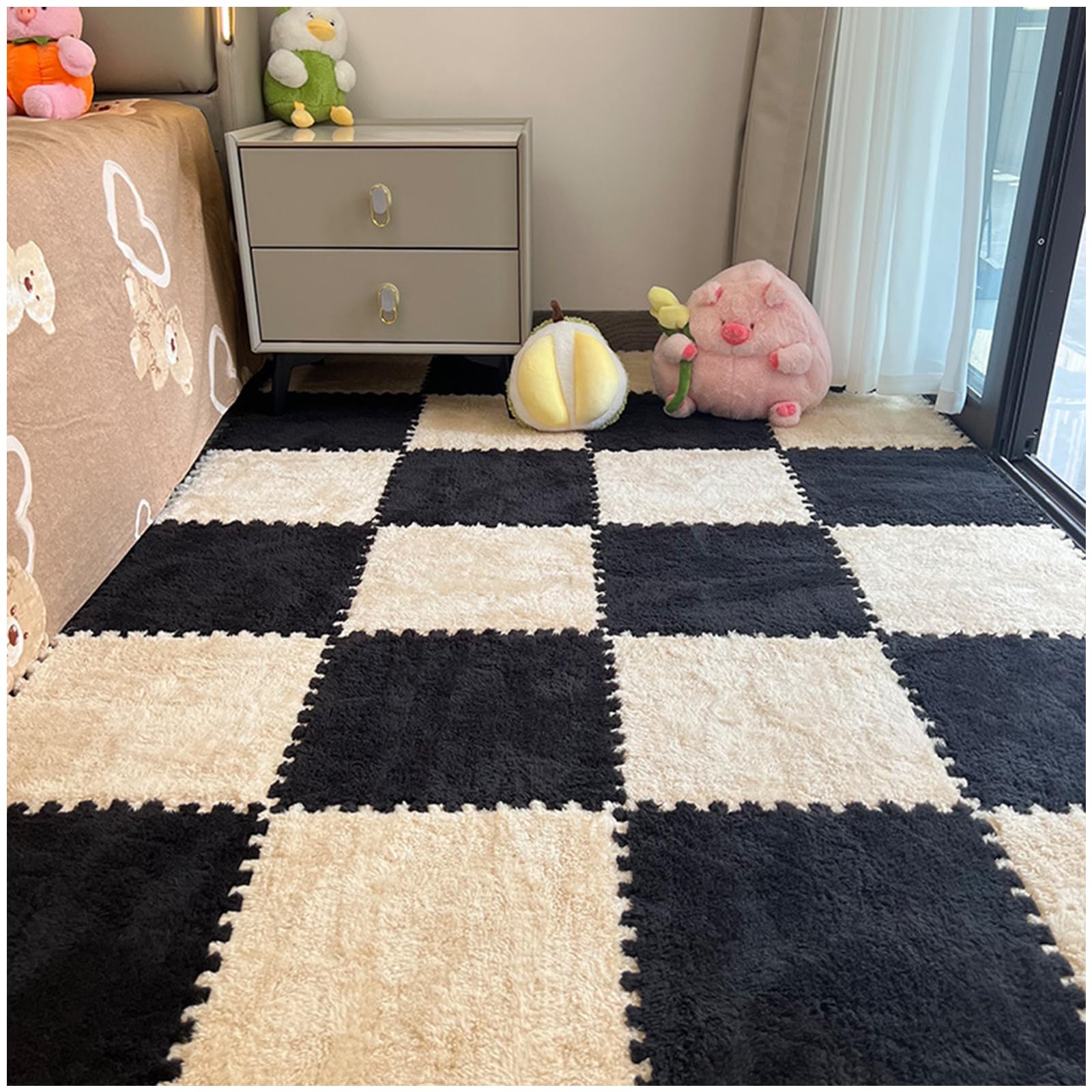 Tapis De Jeu En Mousse Pour BéBéS,éPais Dalles Moquette EmboîTables Peluche éPaisse,Lot 10pcs CarréEs,Tapis Sol Puzzle Coloré Tout-Petits,Dalles Eva Salle Sport,CrèChe,Salle Jeux(30*30*1cm(10pcs),K)