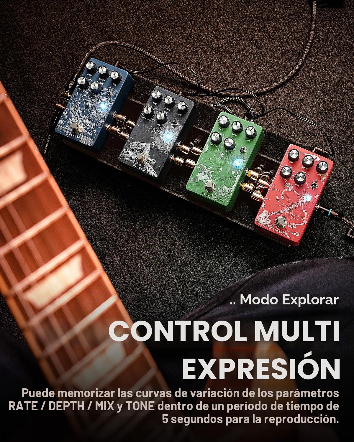 ALABS NOVADRIFT - Pedales de modulación para guitarra eléctrica con 9 efectos estéreo, chorus phaser, trémolo giratorio, seco analógico, tempo grifo y bypass