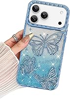 Vista 86 de BITOBE Diseñada para iPhone 16 Pro Max, Bonita Funda de Mariposa 3D Delgada con Chapado Brillante Reluciente de Lujo para Mujeres y Niñas Protectora