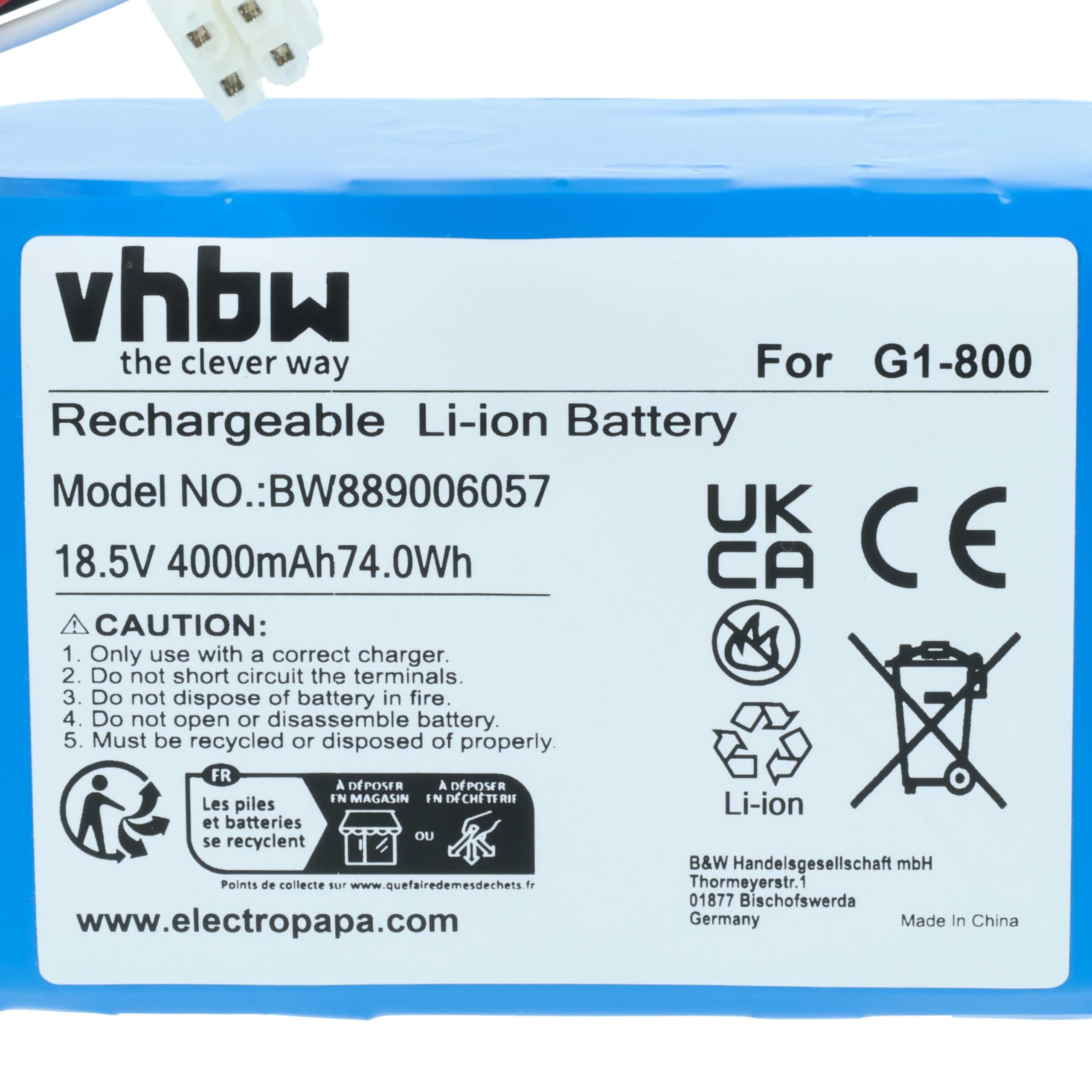 vhbw Batería Compatible con Ecovacs Goat G1-800W, Goat GX, Goat O1200 RTK, Goat O800 RTK Robot cortacésped cortacésped 4000mAh 18,5V Li-Ion