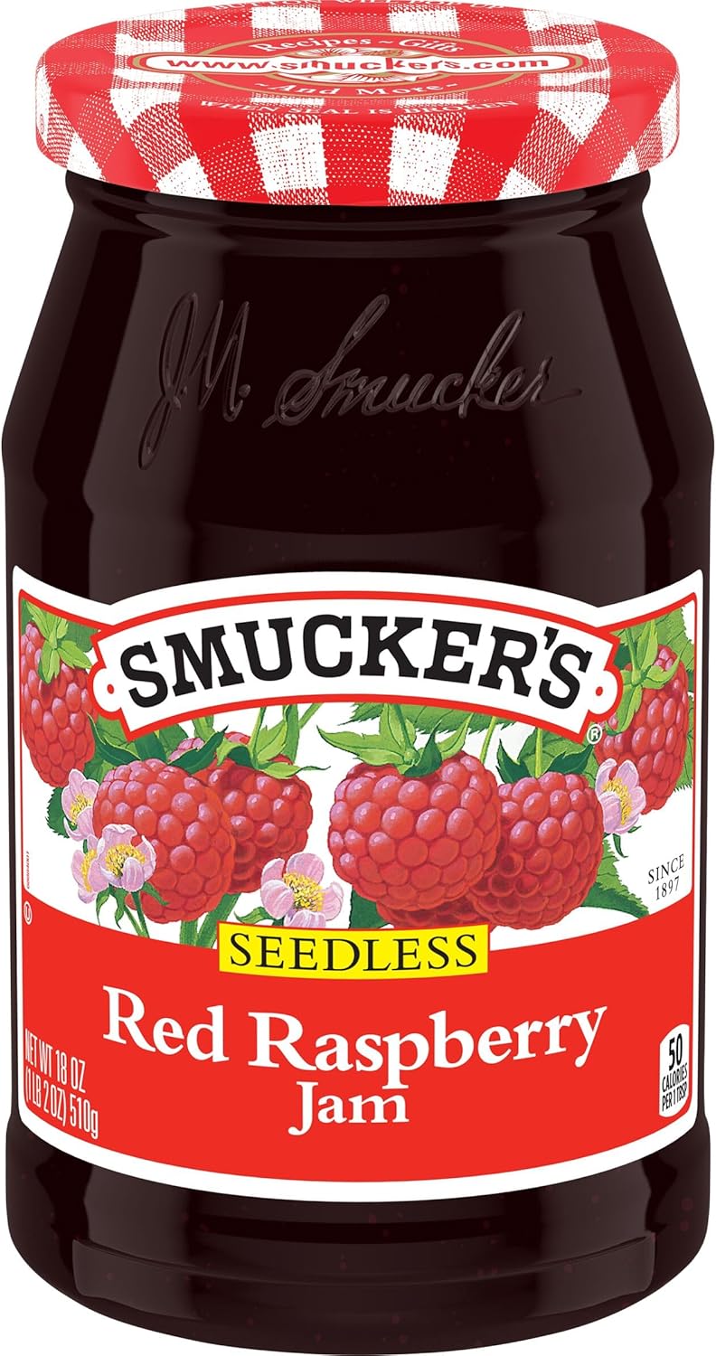 Smucker's Seedless Red Raspberry Jam, 18 oz - Tangy Full-Flavor Spread, No Seeds, Ideal for PB&J & Smoothies