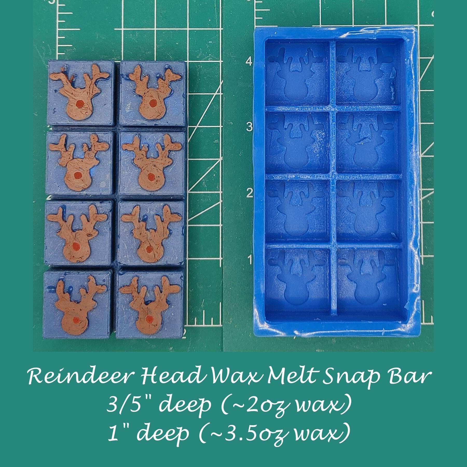 Reindeer Head Wax Melt Snap Bar Silicone Mold - 1