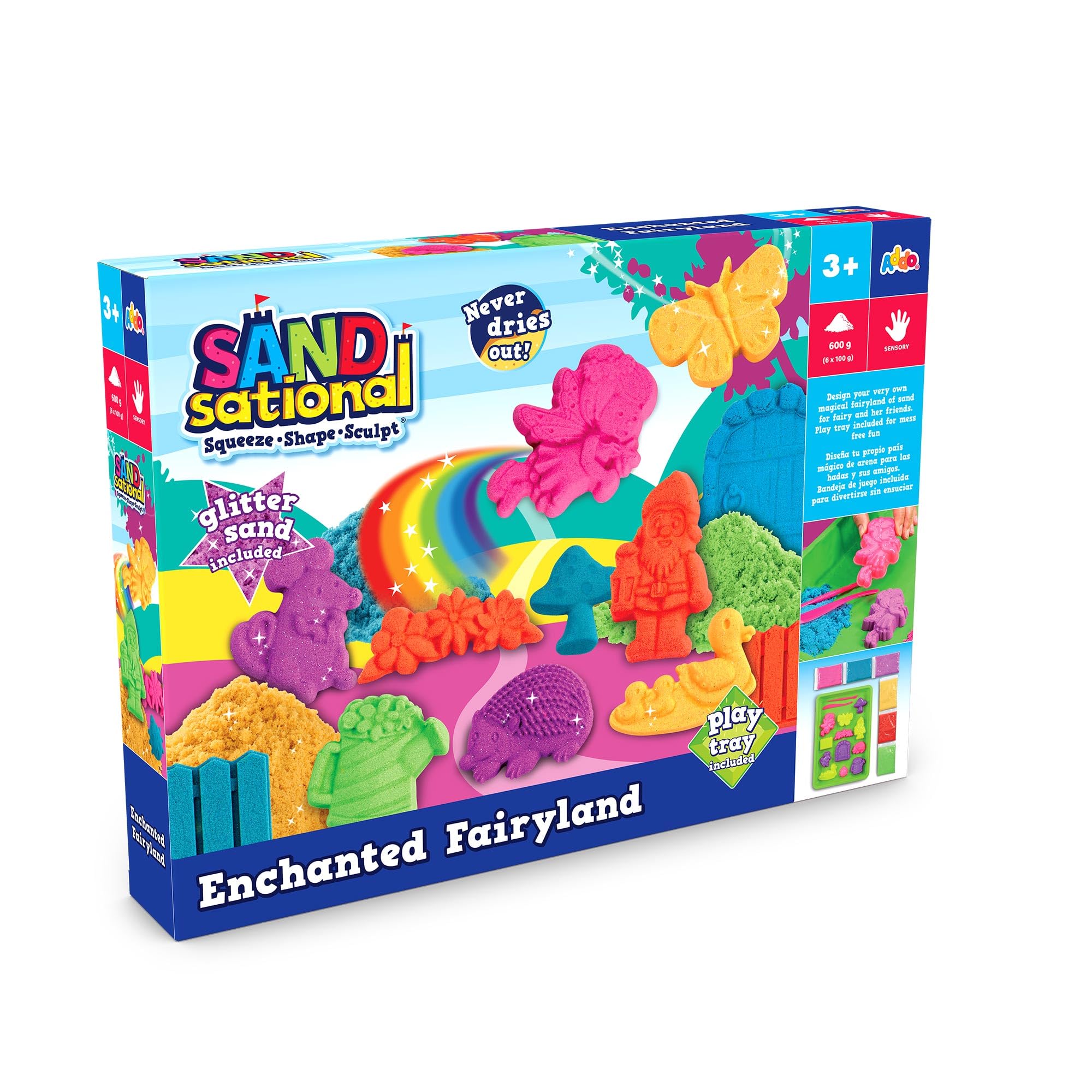 Addo Sandsational Enchanted Fairyland 600g, Squeeze, Shape and Sculpt sand, Moulding Building Toy