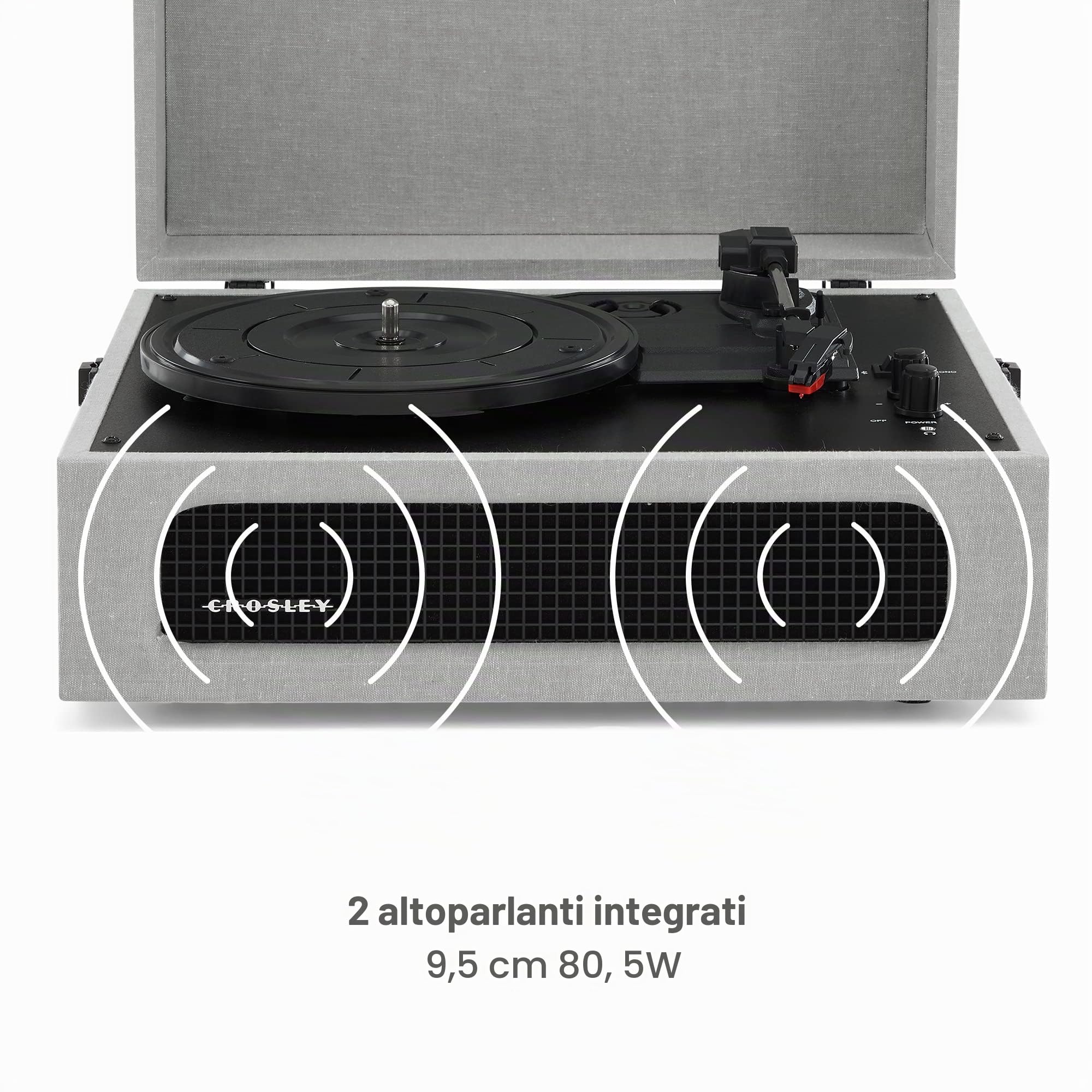 Crosley Voyager (Cr8017a-Gy4 Grigio)(3 Velocita',Wireless,Ricevitore Bluetooth)