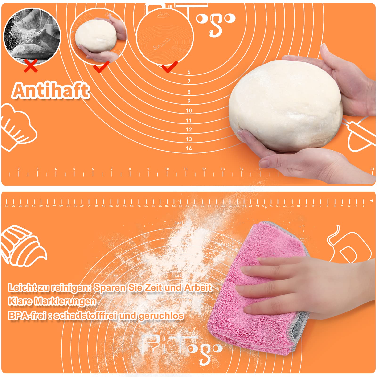 Tappetino Da Forno In Silicone 65x45 Cm Con Scala - Antiaderente, Arrotolabile E Resistente Al Calore