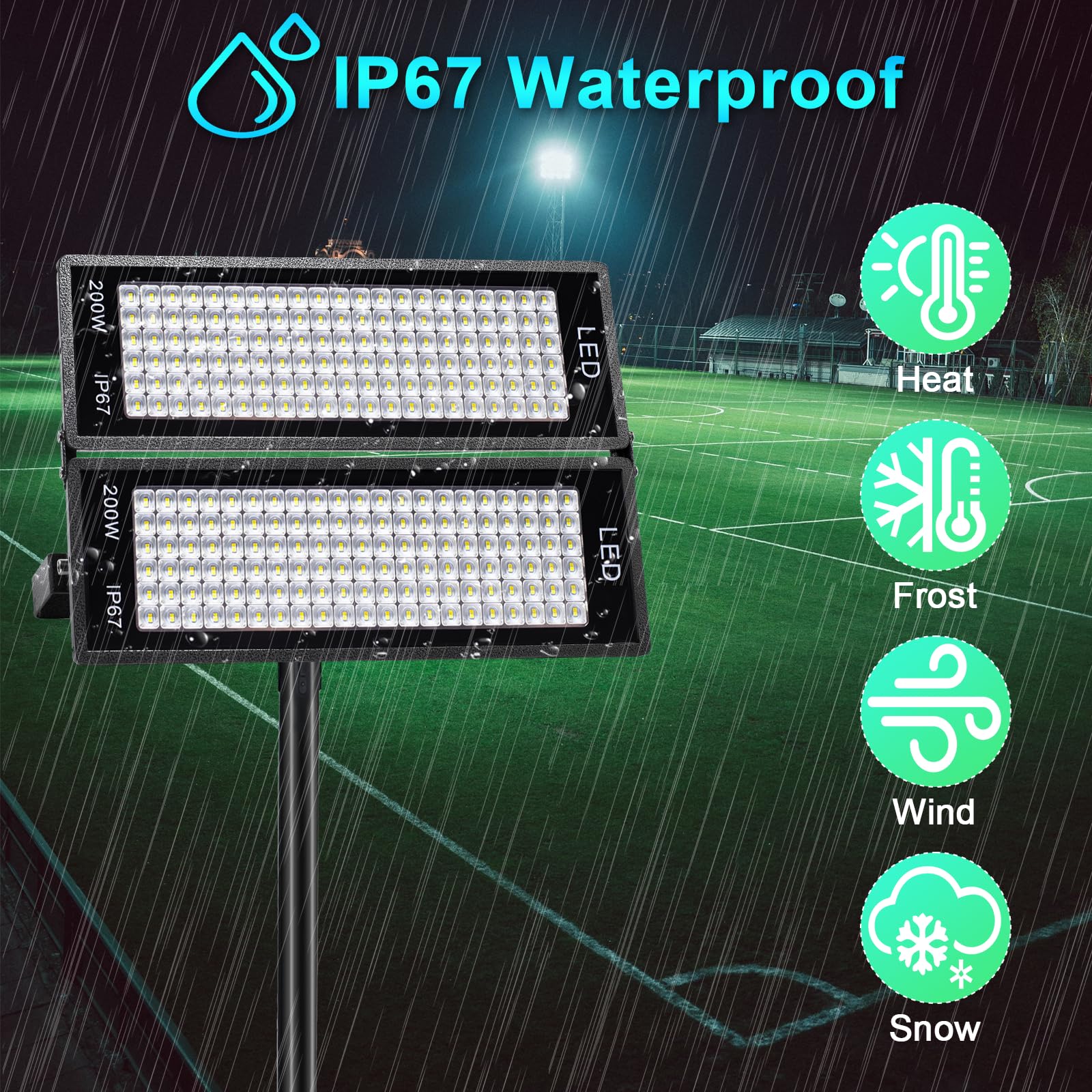 LED Strahler Außen 400W, 46000LM Led Flutlichter 7000K Kaltweiß Scheinwerfer Außenstrahler IP67 Wasserfest LED Fluter außen für Garage Farm Fabrik Lager Stadion