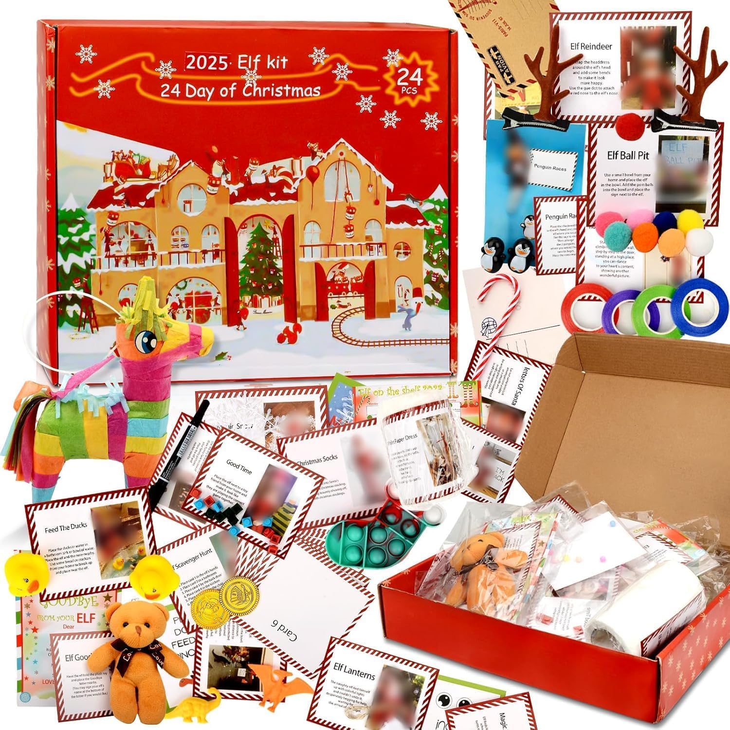 Elf Kit Shelf 24 Days of Christmas, Elf Toys Shelf Accessories, Xmas Countdown Advent Calendar 2025
