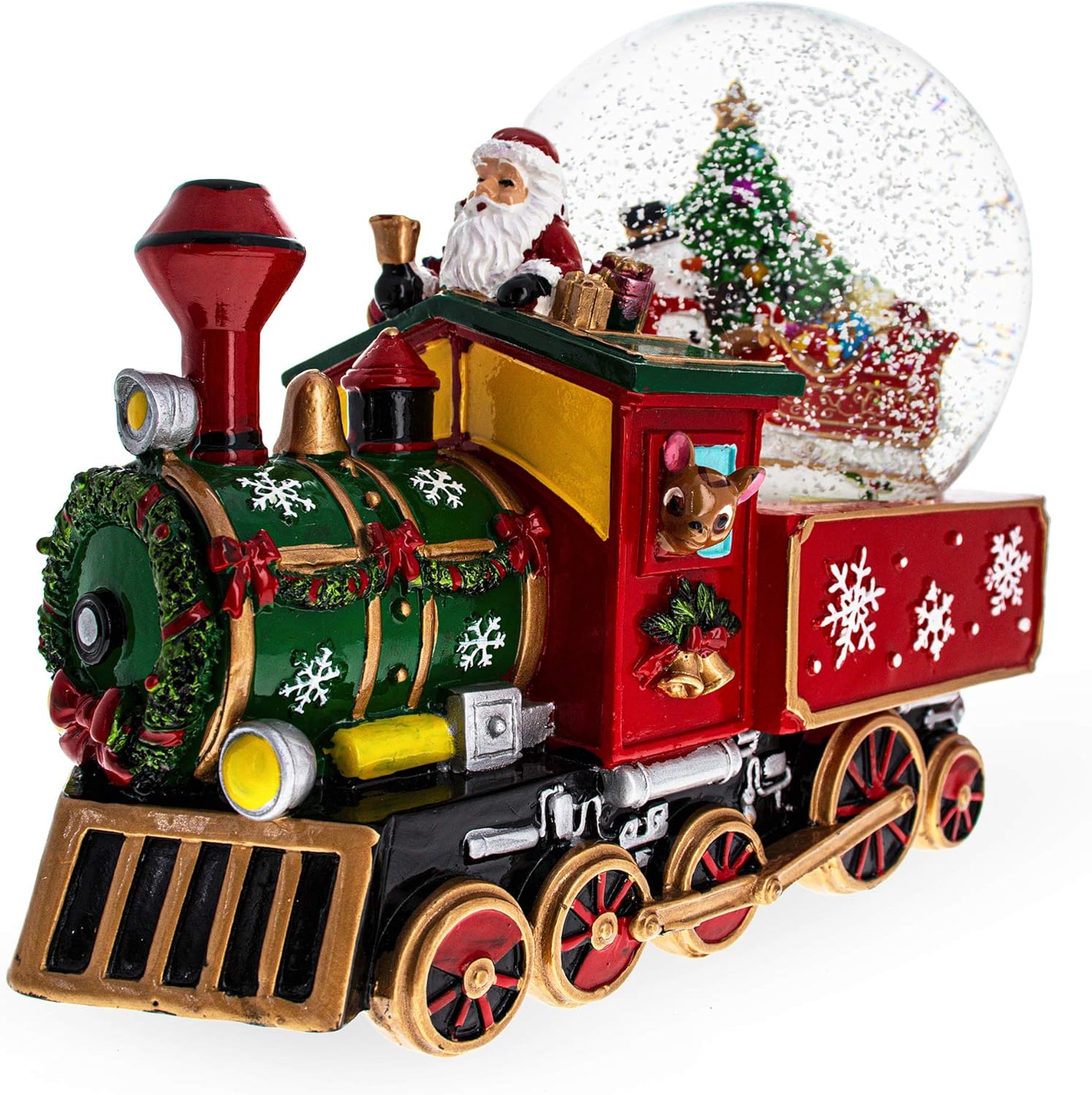 Santa Train Express Delivering Tree Musical Water Globe
