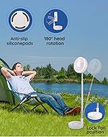 Vista 5 de Primevolve Battery Operated Fan,Portable Rechargeable USB Floor Table Desk Fan with Adjustable Height, 4 Speed Settings Pedestal Fan for Bedroom