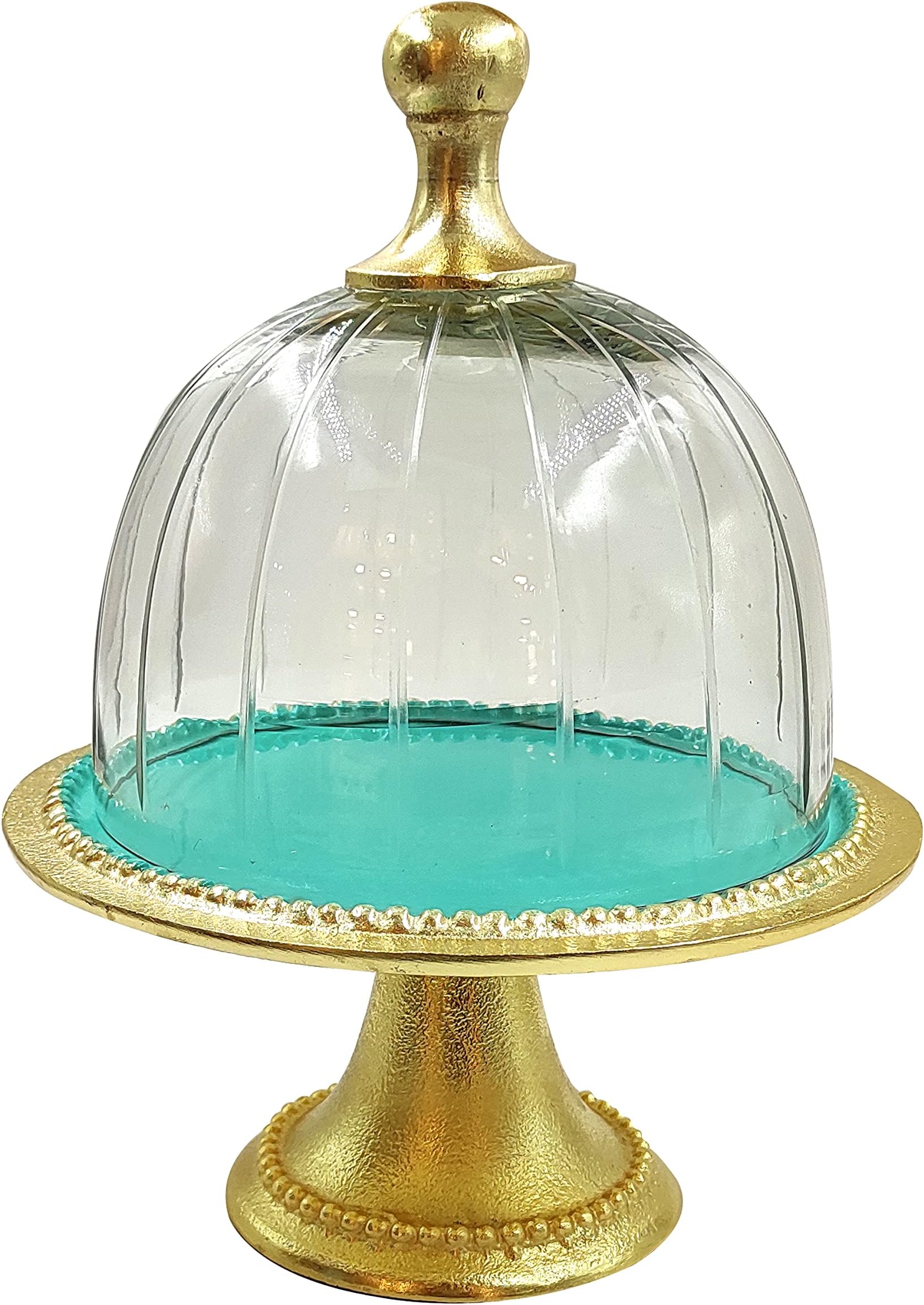 NIVANA Teal – Cake Stand with Glass Dome