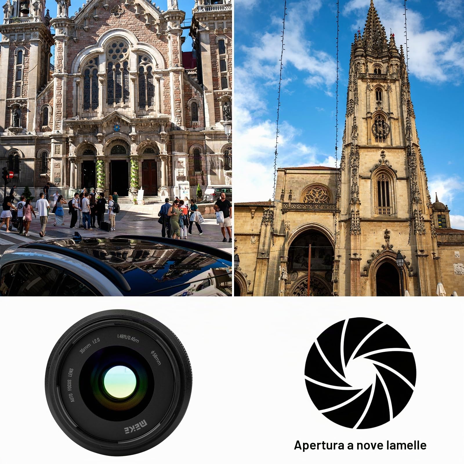 Meike Obiettivo 35 mm F2.0 Full Frame AF STM (motore passo-passo) con ampia apertura di messa a fuoco automatica e obiettivo fisso per fotocamere mirrorless Sony E-Mount A9 A7III A7II A7 A7R3 A7R4