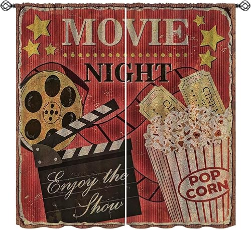 Miniatura 9 de Cortinas retro de cine de los años 80, póster, vestido rojo, película de cámara de cine de los años 90, tratamiento de ventana para cine en casa,