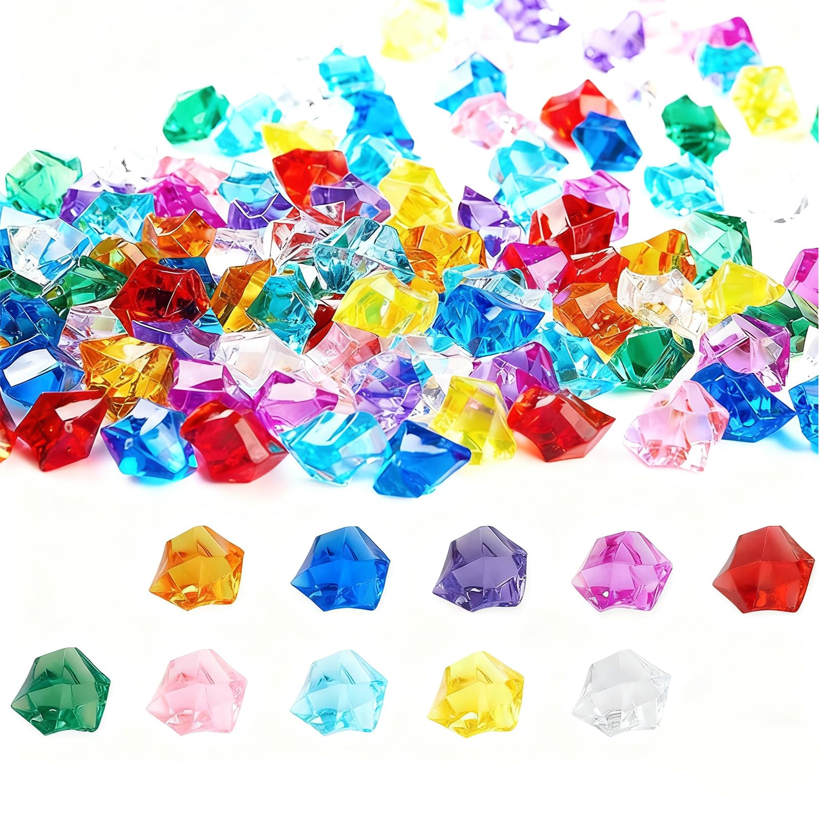 VIEVRE Edelstenen voor kinderen, 100 stuks diamanten decoratie, glazen stenen decoratie, decoratieve diamanten, edelstenen, kleurrijke acryl kristallen stenen voor bruiloften, tafeldecoraties VIEVRE Edelstenen voor kinderen, 100 stuks diamanten decoratie, glazen stenen decoratie, decoratieve diamanten, edelstenen, kleurrijke acryl kristallen stenen voor bruiloften, tafeldecoraties
