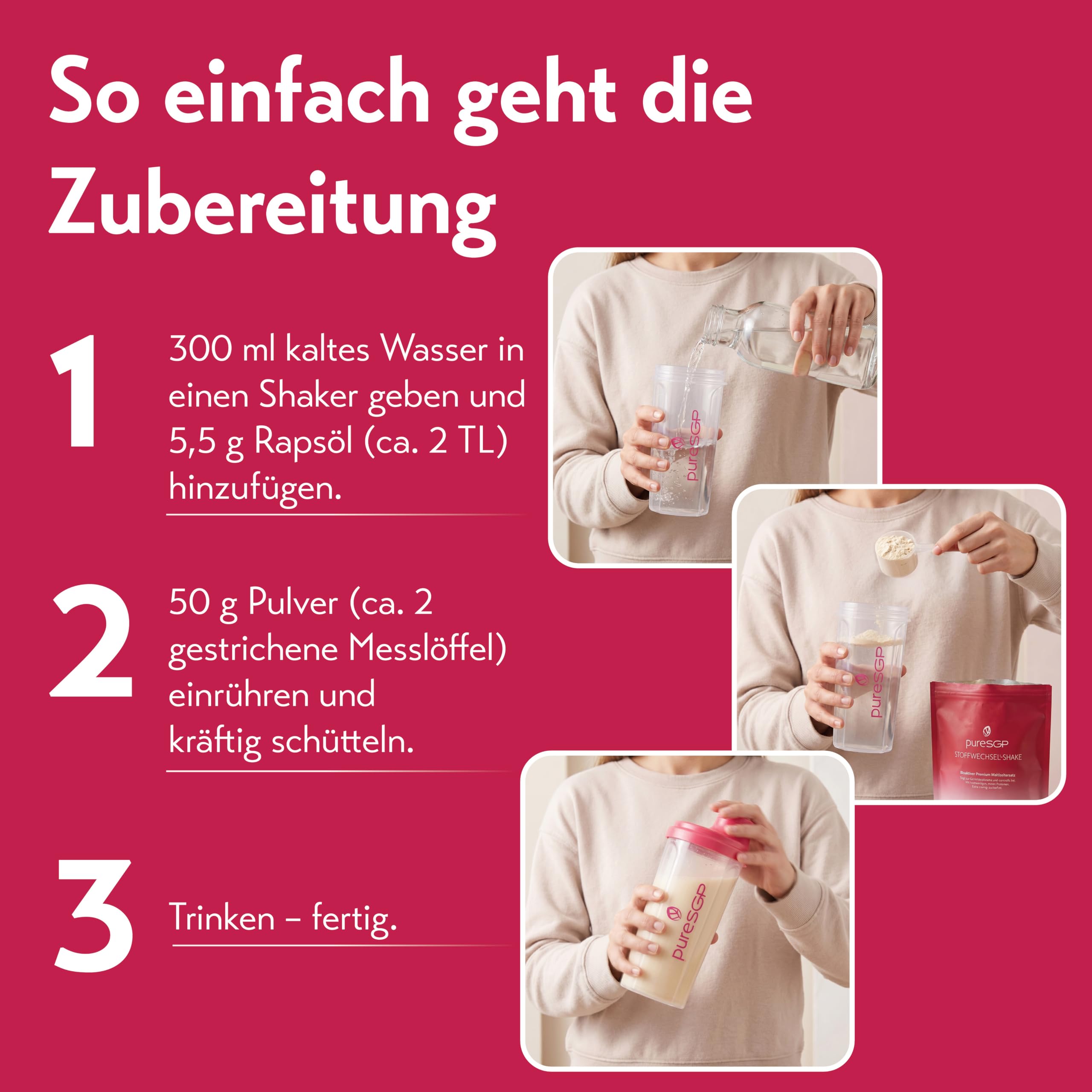 pureSGP® Stoffwechsel-Shake Vanille [450g]: Premium Abnehm-Shake aktiviert Stoffwechsel, cremig & sättigend