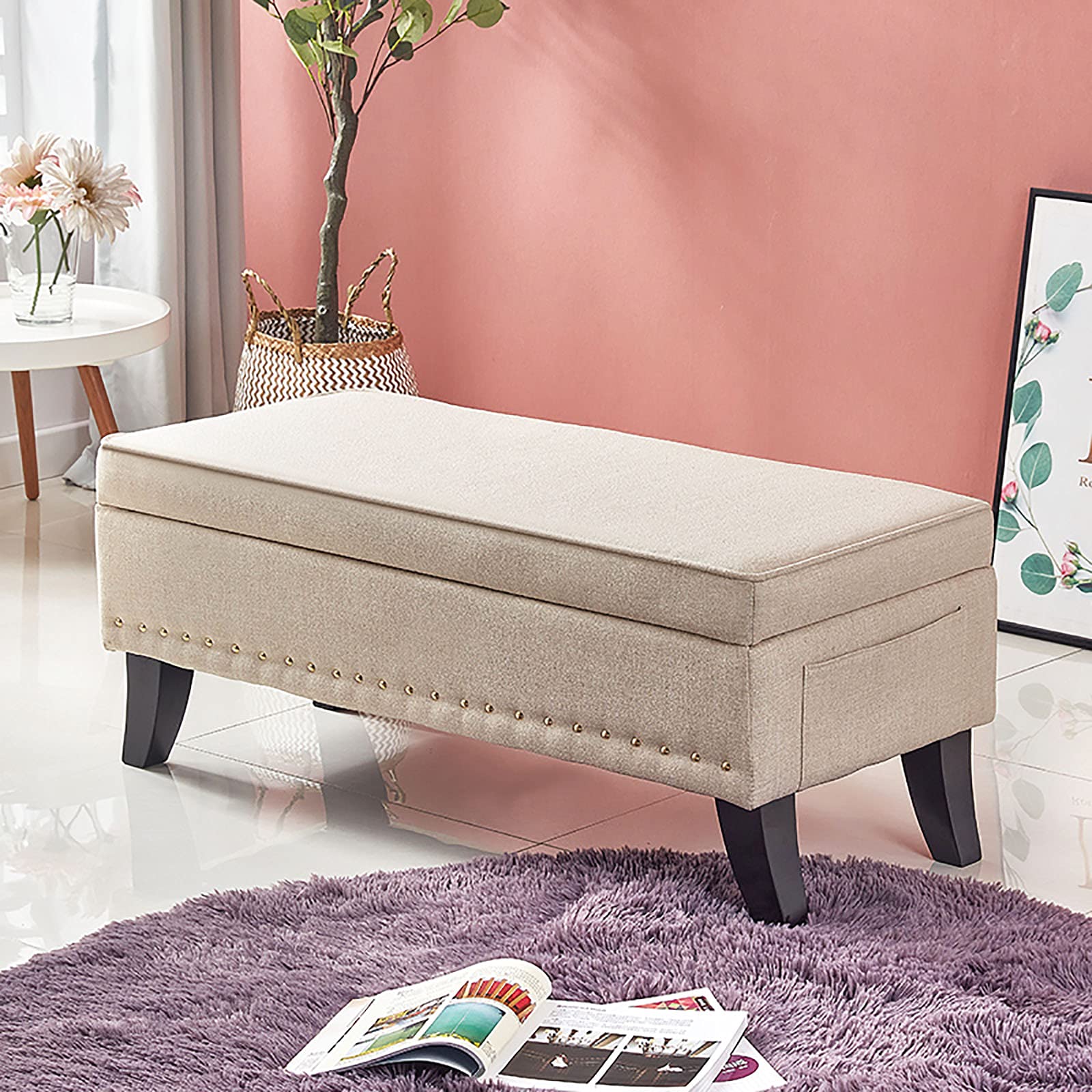 Repose-pieds pour salon moderne et coffre de rangement pour entrée cosy