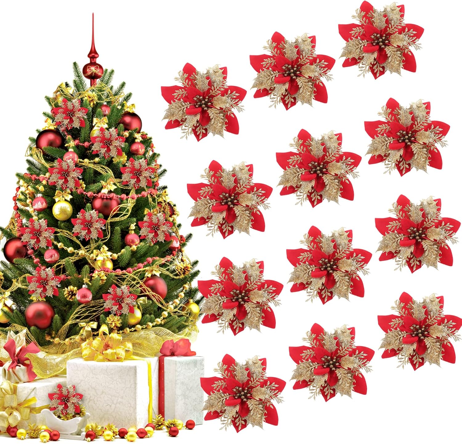 Bekecidi 12 Pcs 14cm Christmas Flower, Simulation Flower Artificial