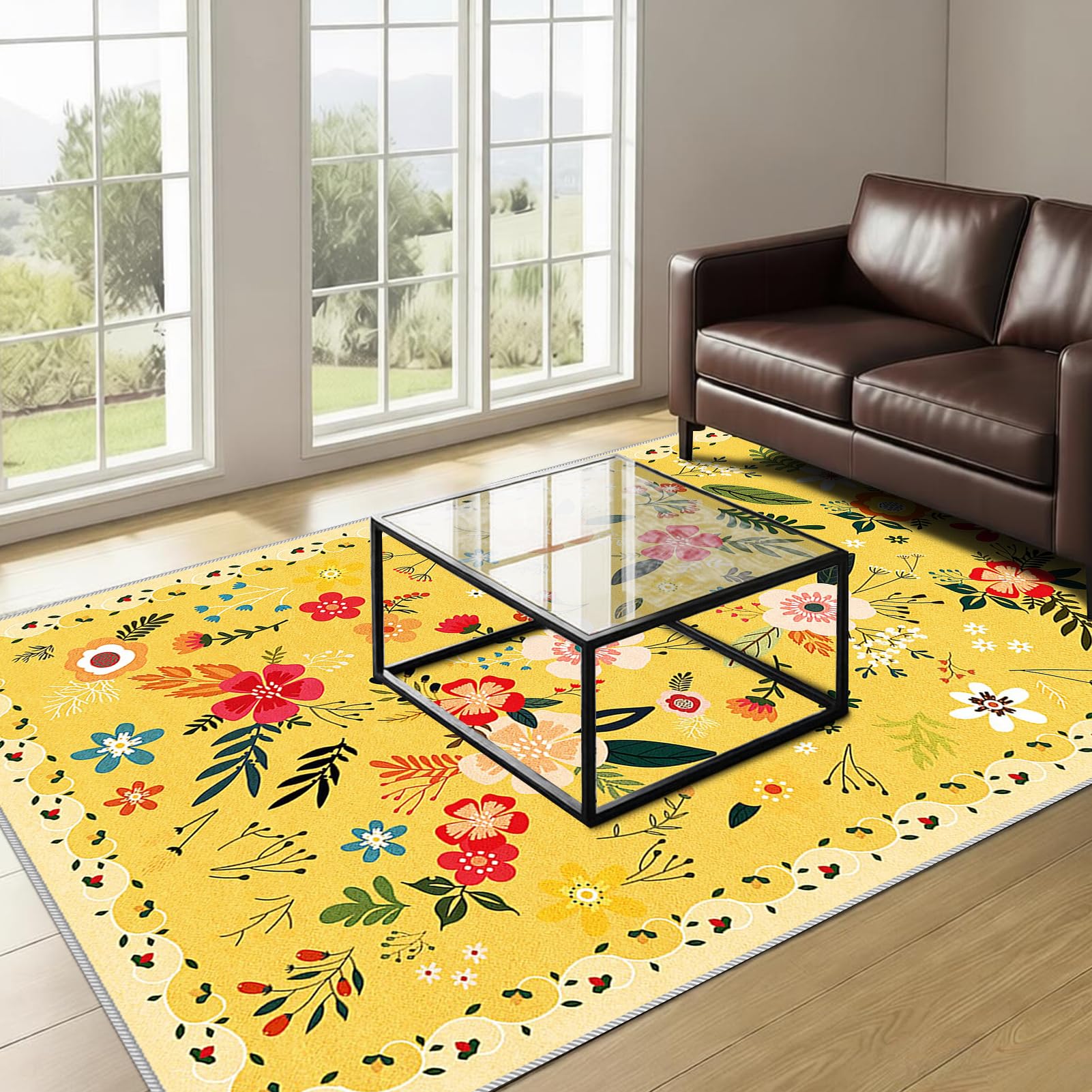 Nowoczesny dywan do salonu, nadający się do prania, dywan z krótkim włosiem, 80 x 100 cm, dywan do sypialni, kuchni, biura, do użytku na zewnątrz, do jadalni, antypoślizgowy, duży, do salonu