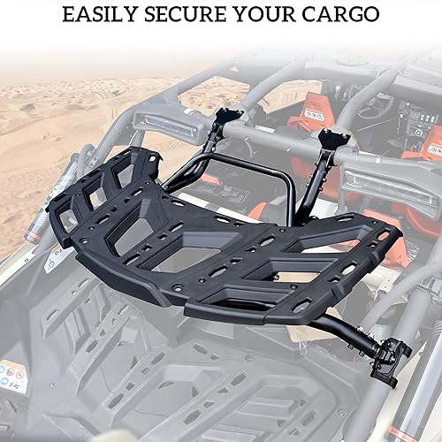 Miniatura 4 de SAUTVS Kit de bastidor giratorio negro para Can Am Maverick X3, soporte de equipaje trasero con pestillo para accesorios Can Am Maverick X3 MAX