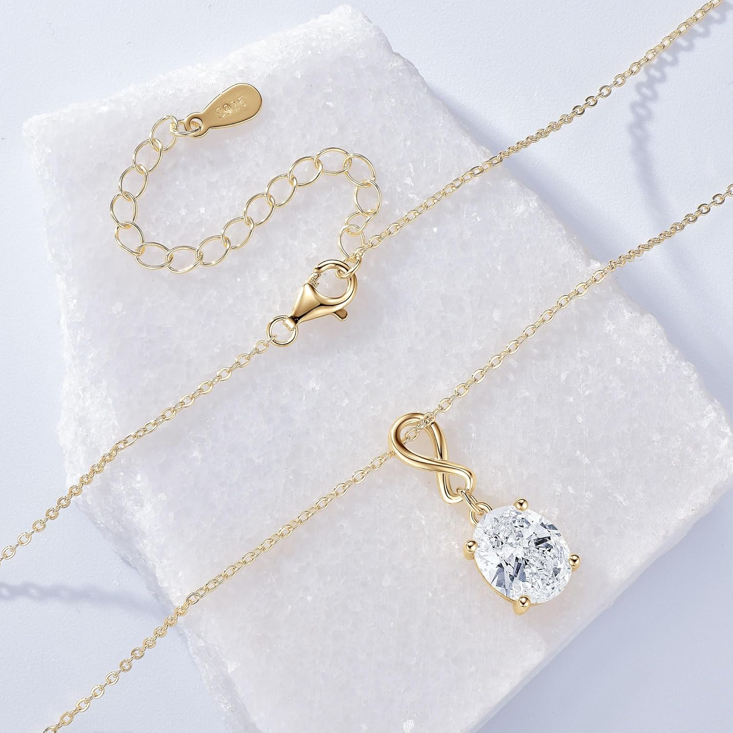 3CT Oval Moissanite Pendant Necklace, D Color 8X10mm Oval Cut Moissanite 925 Sterling Silver Bride Pendant for Women Wedding Birthday Gifts - Image 4