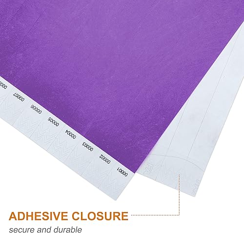 Miniatura 2 de 100 pulseras Tyvek, de 1 a 100 números consecutivos, impermeables, a prueba de desgarros e imprimibles, pulseras de admisión (morado)