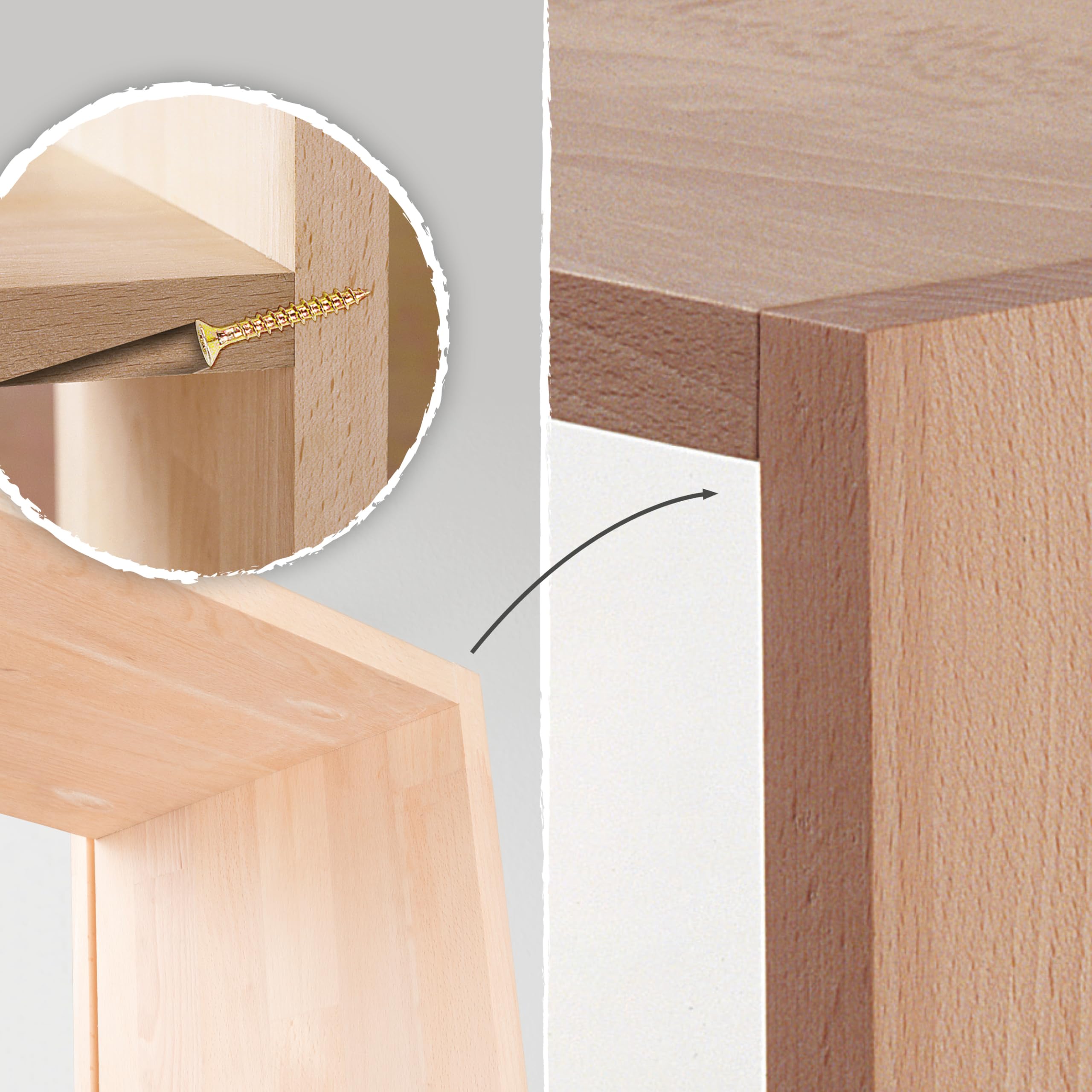 wolfcraft Set "Giunzioni ad angolo invisibili" - 8629000 - Per avvitamenti invisibili con angolo di 90°