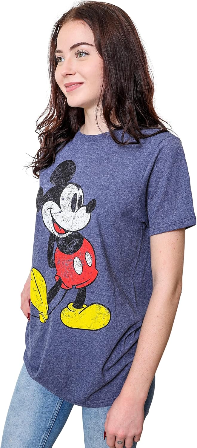 Disney Mickey Mouse Classic Distressed Standing T-Shirt(XL, Navy Heather) - Image 4