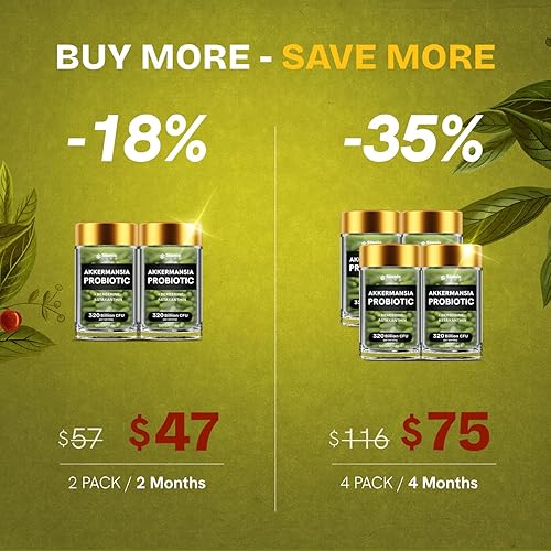 Miniatura 5 de Akkermansia Muciniphila Probiotics 320 mil millones de UFC, probióticos y prebióticos  Probióticos Akkermansia para la salud intestinal  Cápsulas de