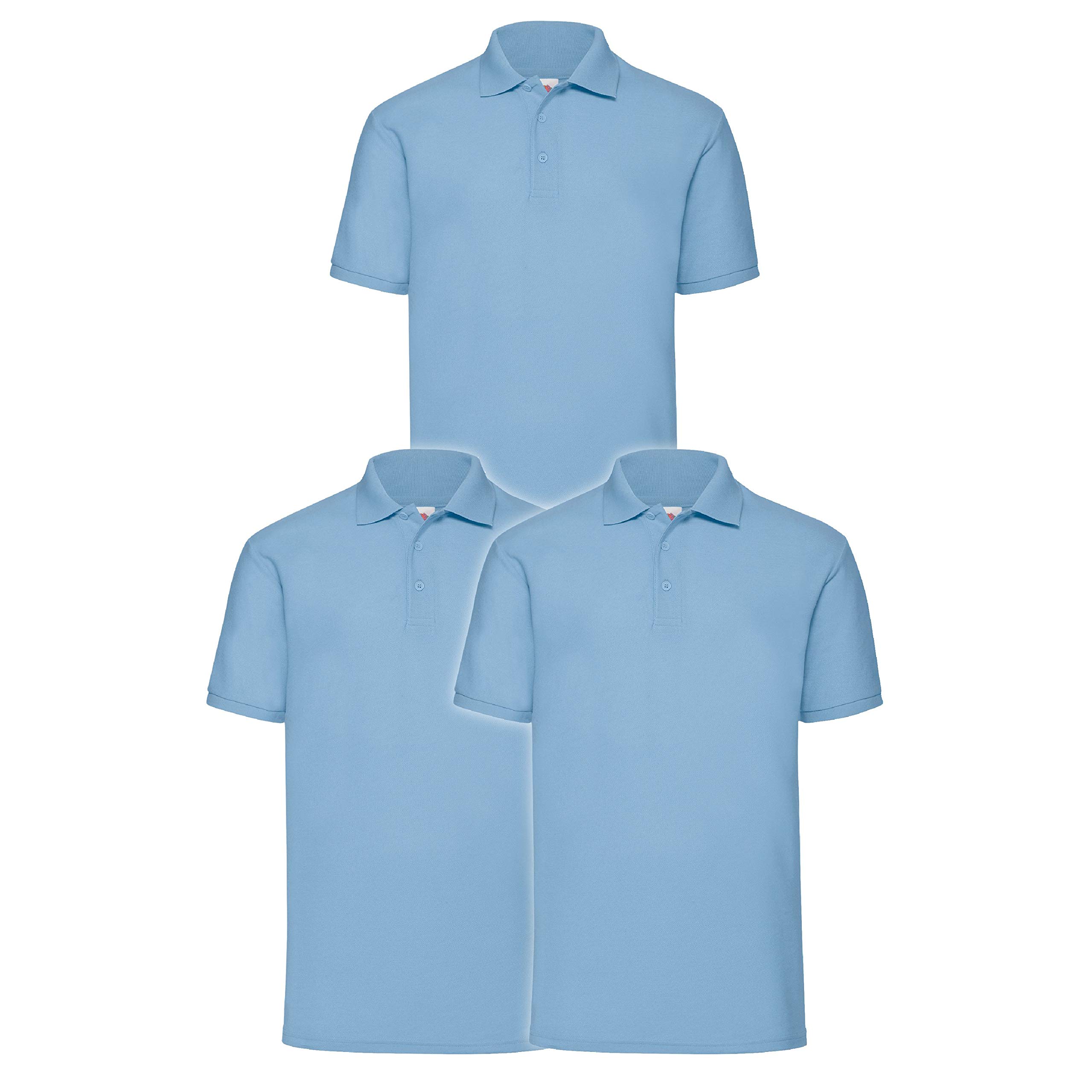 Fruit of the Loom Men’s Polo Shirt, Pack of 3 - Blue - XX-Large