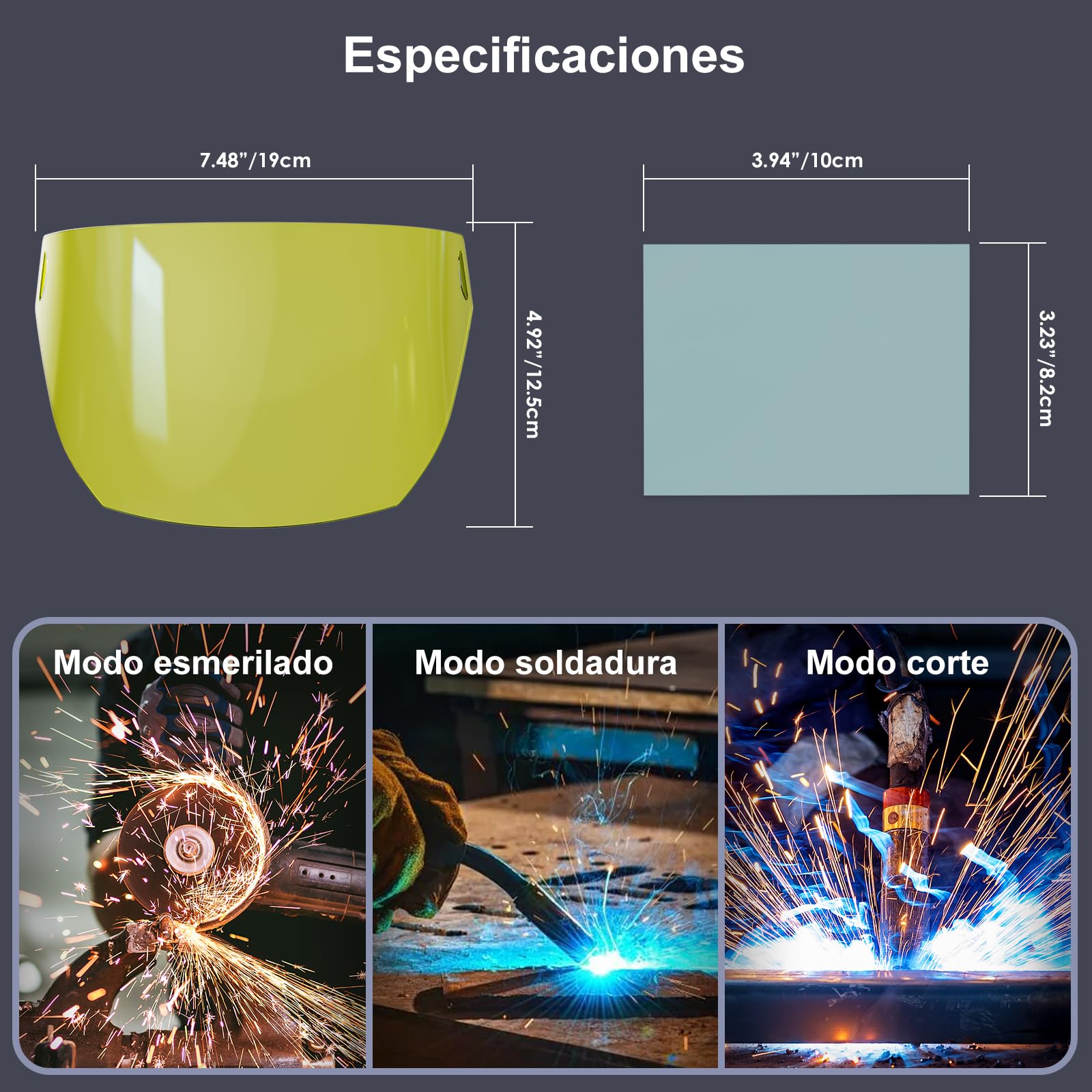 Careta de soldar Juego de 7 Pantallas Protectoras, vidrios de Repuesto internos y externos, 5 Exteriores + 2 Interiores para caretas de soldar automáticas H-21