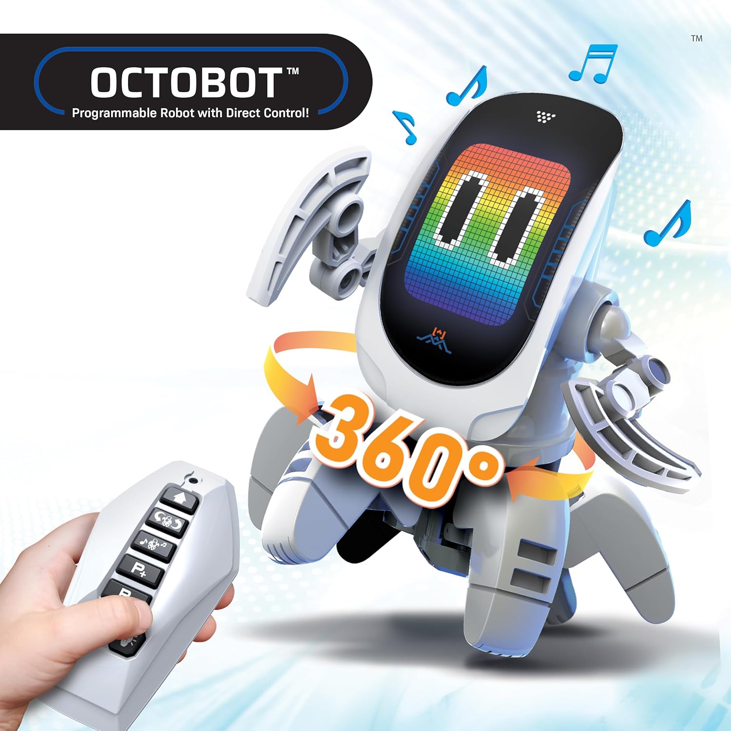 Silverlit - Ycoo - Octobot - Remote Controlled Programmable Squid with 360 Degree Rotations - Sound and Light Effects - Ages 5+