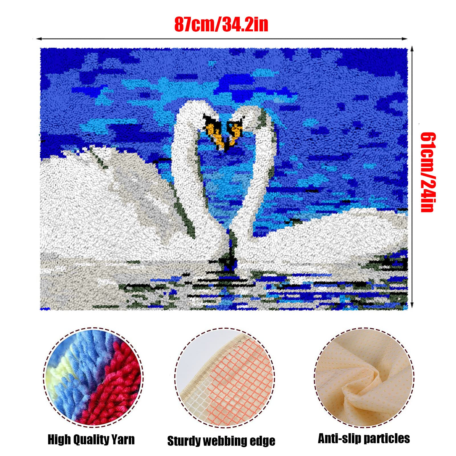 Juegos de Agujas de lengüeta para Adultos, Juegos de Agujas de lengüeta, Juegos de fabricación de alfombras DIY preimpresos con patrón,G-61x87cm/24x34in