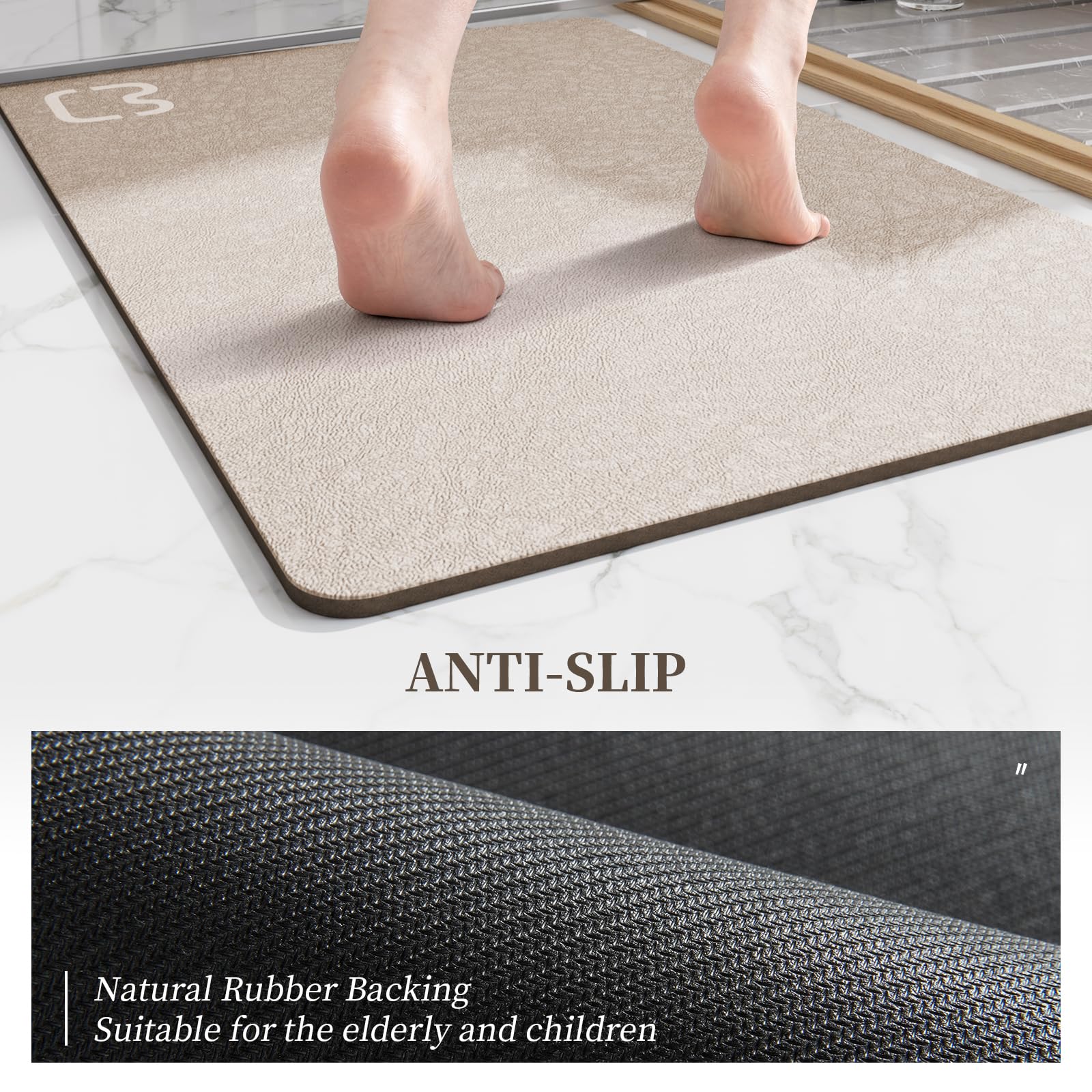 Alfombra de baño de 17 x 32 Pulgadas, de Secado rápido, súper Absorbente, de Tierra de diatomeas, Parte Inferior de Goma Antideslizante, Alfombra de baño Fina para Debajo de la Puerta, alfombras de
