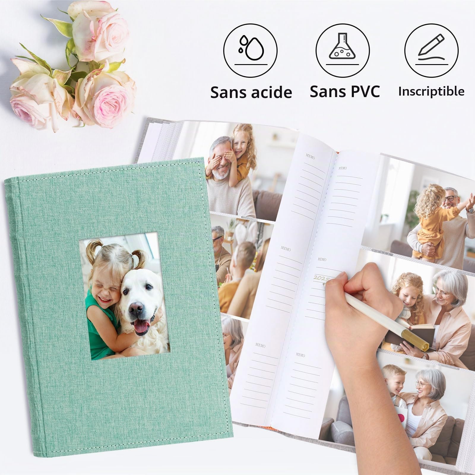 Vienrose Album Photo Traditionnel 10x15 cm 300 Poches Grande Capacité Couverture en Lin Albums Photos, pour Mariage Famille Bébé Vacances