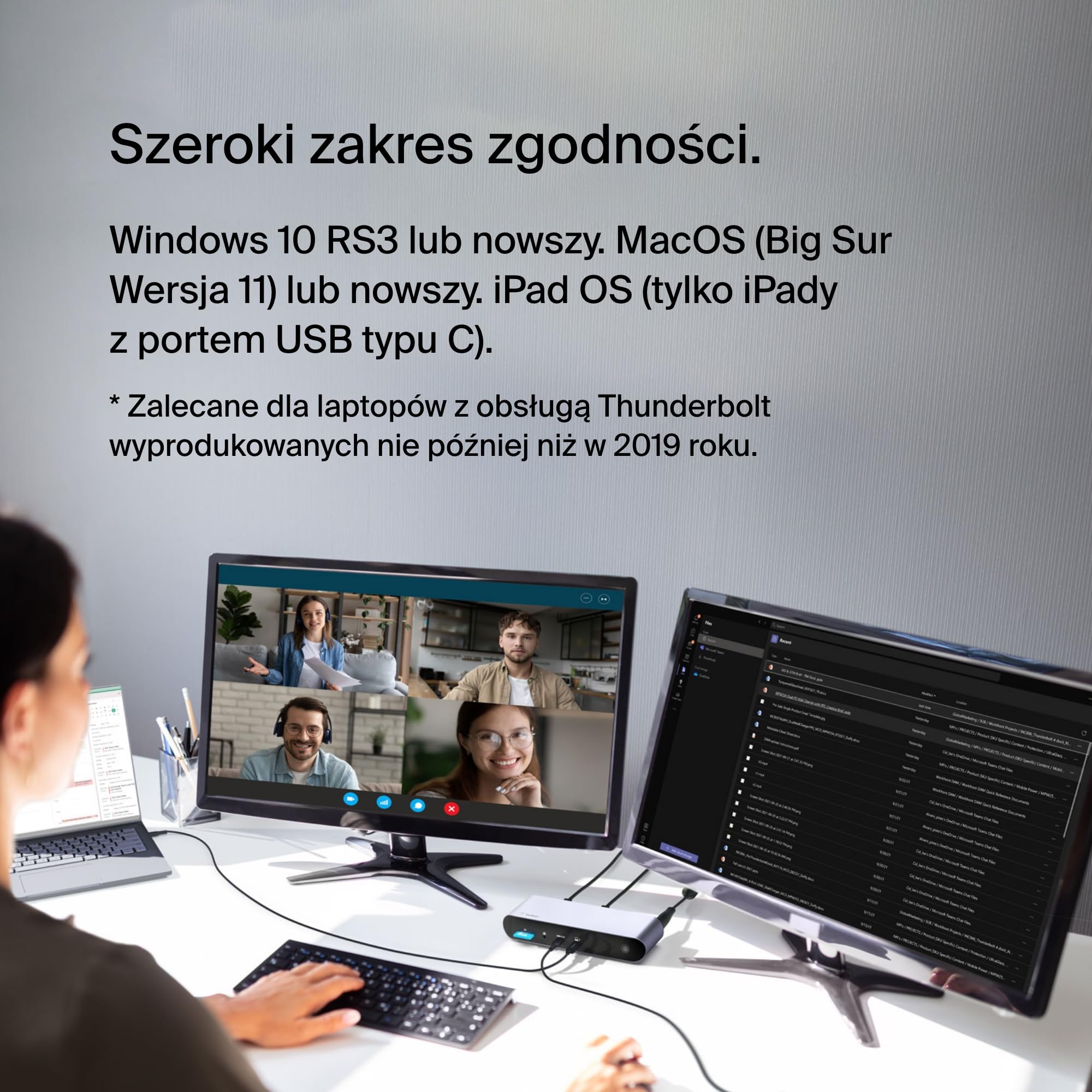 Belkin Thunderbolt 4 Dock Pro, odpowiedni dla 1 monitora (8K @ 60Hz) lub 2 monitorów (4K), 2 porty Thunderbolt 4, 2 porty HDMI, 90W PD, wejście/wyjście audio, w tym MacBook Pro i XPS, Szary