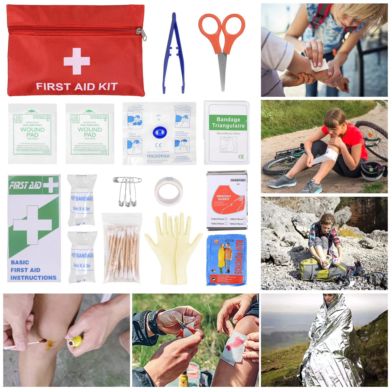 Außen Notfall Survival Kit, Erste Hilfe Set,Survival Set mit Messer für Männer Campin,Klappzange, Reiseabenteuer, Wandern, Outdoor-Abenteuer