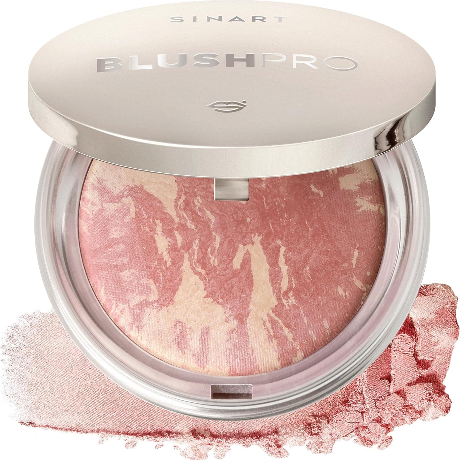 SINART Baked PRO Blush. Brighten Lighting Highly Glow Marbleized Blush. Lightweight Shimmery Satin Face Makeup. Shape, Contour & Highlight Face. Cruelty-Free. (B2)