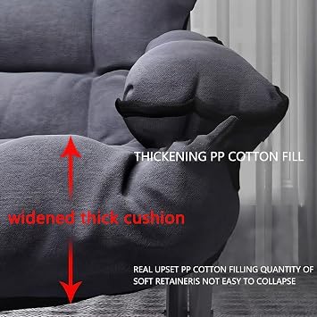 Modern Lazy Chair with Ottoman, Adjustable Lazy Chaise Lounge with Side Pocket Folding Lounge Reclining Sofa Chair with Armrest for Bedroom Living Room Balcony, Grey