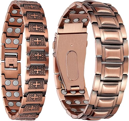 Jecanori Pulseras de cobre para hombres, pulseras magnéticas para hombres con imanes de fuerza, Titanio, No es una piedra preciosa