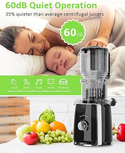 Miniatura 8 de Exprimidor de prensa en frío, masticación lenta con canal de alimentación ancho para frutas y verduras enteras  Mayor rendimiento de jugo y