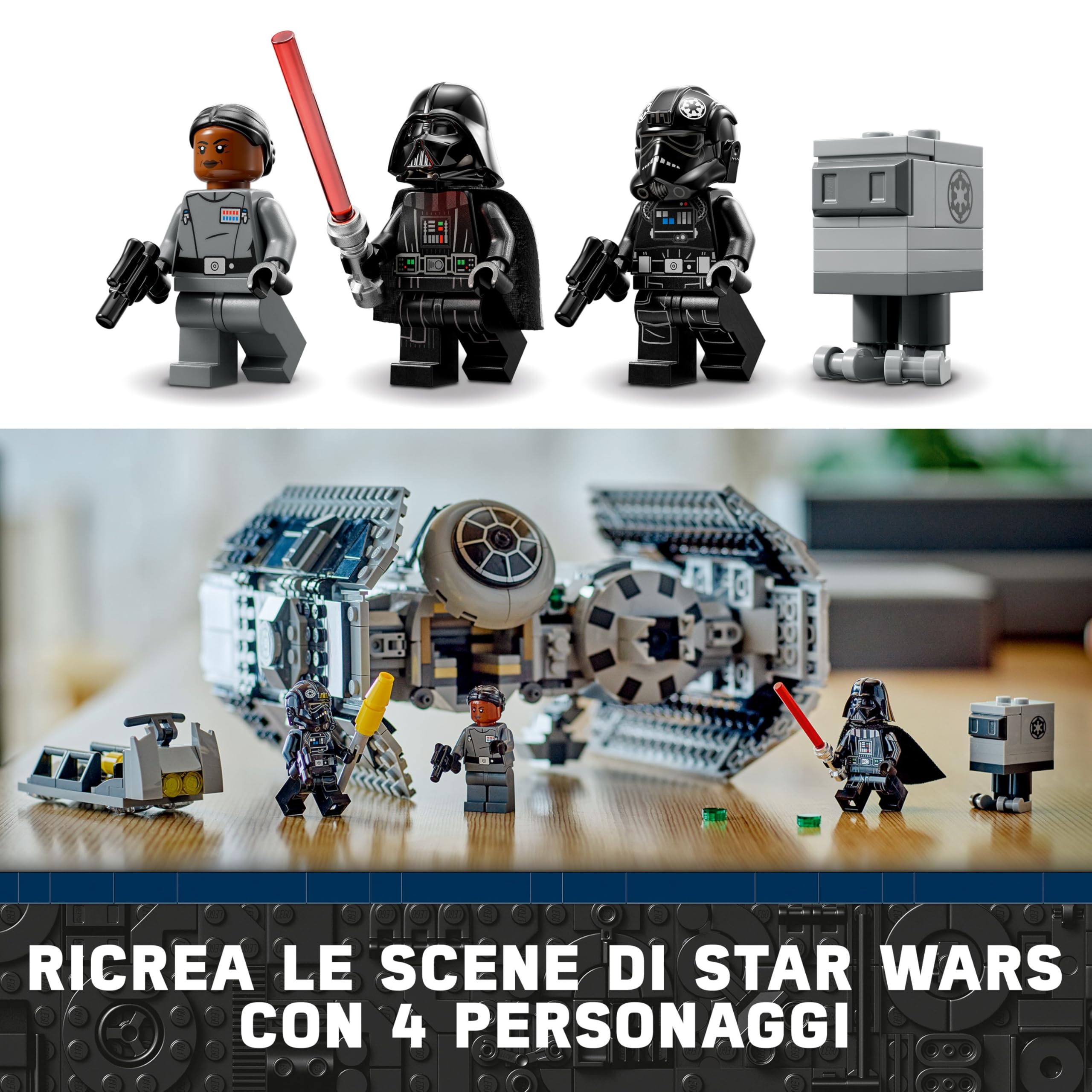 LEGO Star Wars 75347 TIE Bomber - Modello di Astronave Giocattolo con un Droide Gonk e la Minifigure di Darth Vader con Spada Laser - Regalo per Bambini da 9 Anni in su