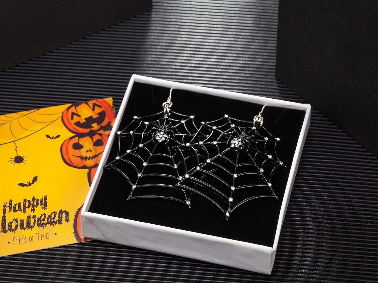1 Pair Big Spider Web Earrings for Women Black Spider Rhinestone Dangle Drop Earrings Halloween Party Costume Accessories Jewelry Birthday Gifts - Image 4