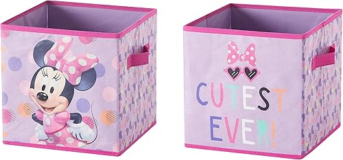 Idea Nuova Disney Minnie Mouse - Juego de dos espaciosos cubos de almacenamiento plegables, 10 x 10 pulgadas, Minnie Mouse / rosa Tiburón bebé,Baby