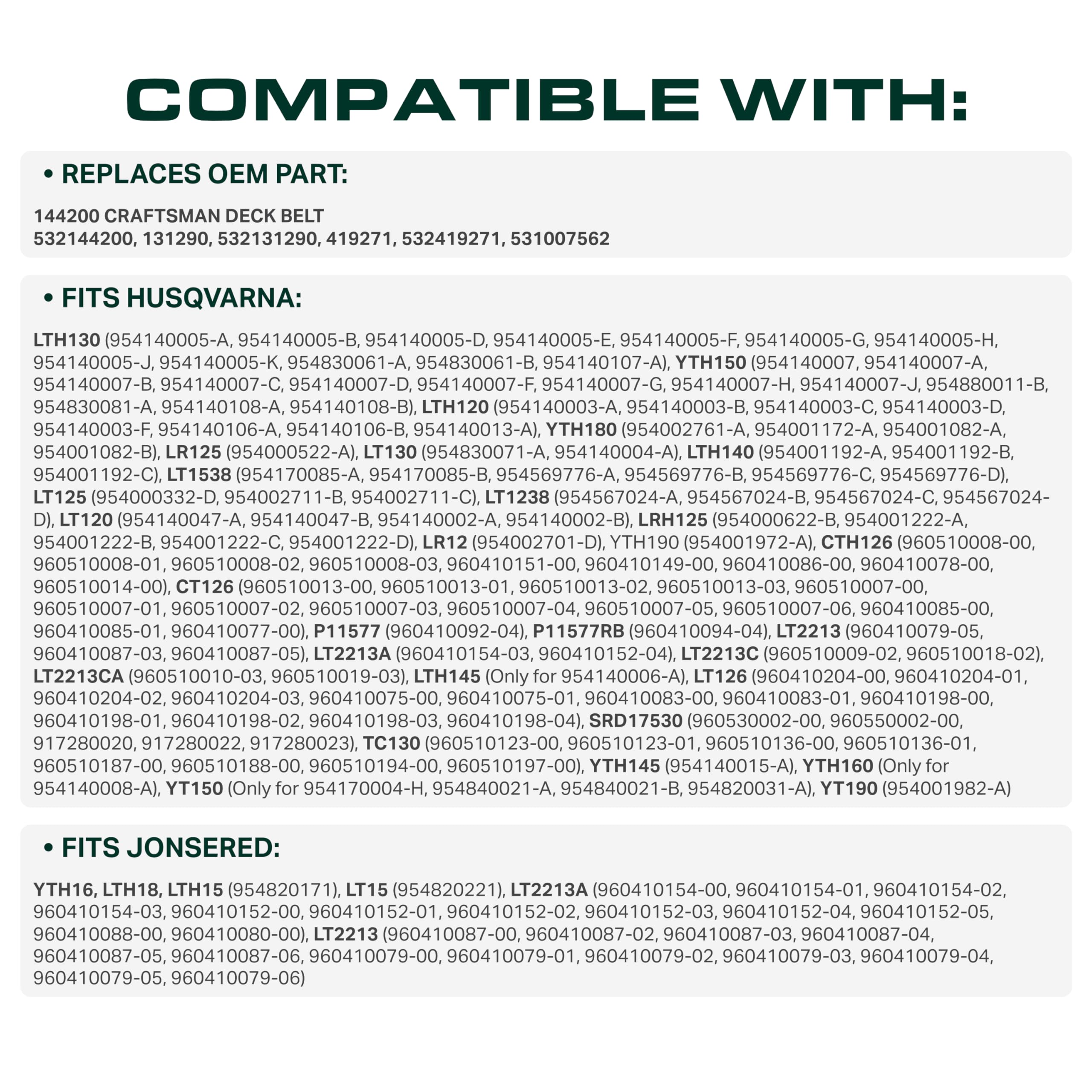 UDC Parts 144200 - Correa de transmisión para cortacésped (224,5 cm)