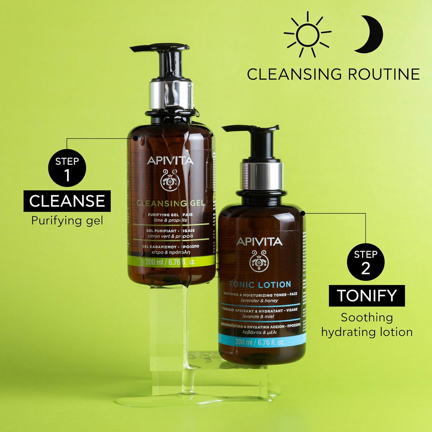 APIVITA Cleansing Gel | Purifying & Oil-Balancing Gel for Face with Lime & Propolis, 200 mL / 6.67 oz