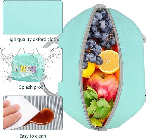 Miniatura 5 de Lonchera para mujer, bolsa de almuerzo aislada de gran capacidad, lonchera personalizada para adultos con correas de hombro ajustables, bolsa de