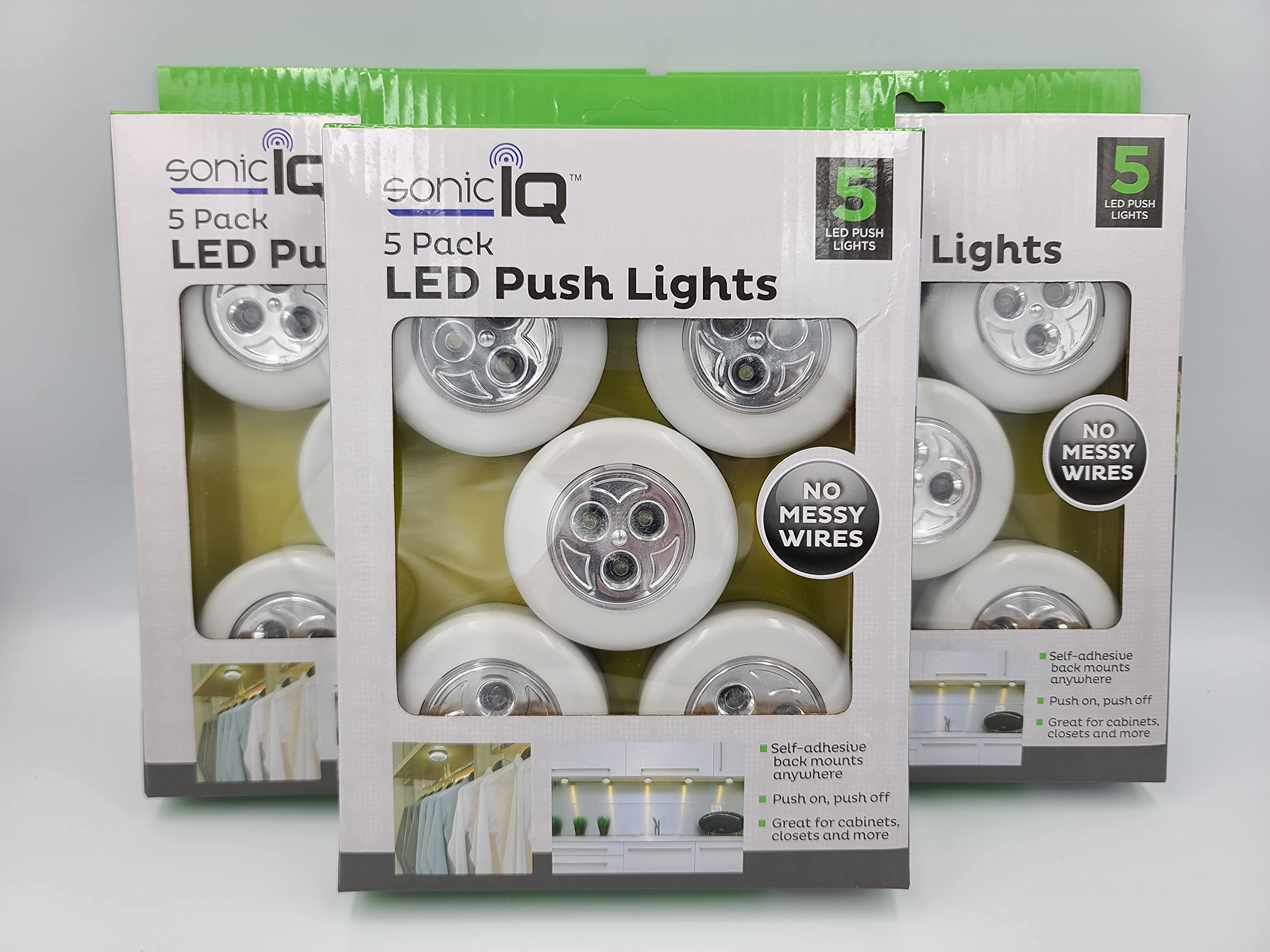 15 Pack Premium LED Push Lights ~ No Messy Wires!